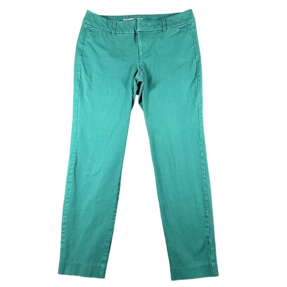 Old Navy Pixie Pants Womens Size 4 Green Emerald Mid Rise Skinny Stretch Work - Picture 1 of 10
